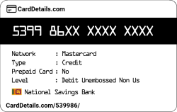 Card Details: 539986
