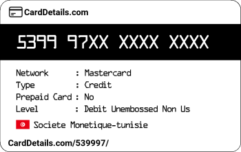 Card Details: 539997