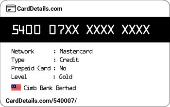Card Details: 540007