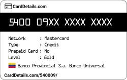 Card Details: 540009