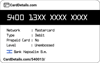 Card Details: 540013