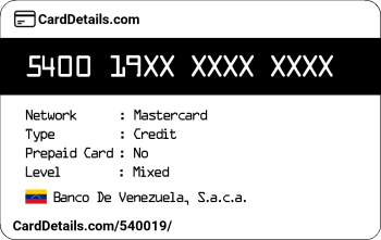 Card Details: 540019