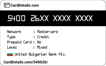Card Details: 540026