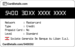Card Details: 540030
