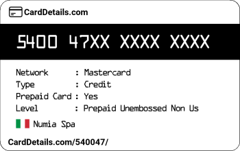 Card Details: 540047