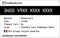 Card Details: 540049