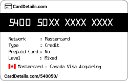 Card Details: 540050