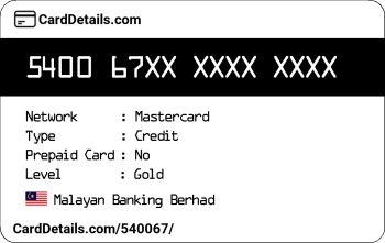 Card Details: 540067