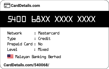 Card Details: 540068