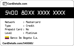 Card Details: 540080