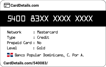 Card Details: 540083