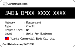 Card Details: 540109