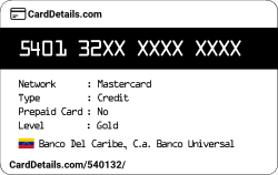 Card Details: 540132