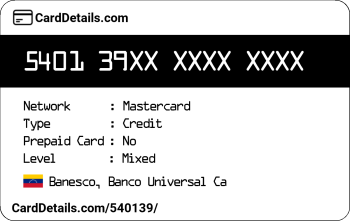 Card Details: 540139