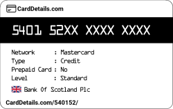 Card Details: 540152