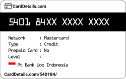 Card Details: 540184