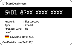 Card Details: 540187