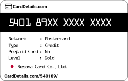 Card Details: 540189