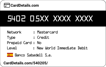Card Details: 540205