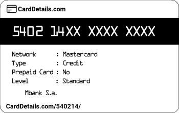 Card Details: 540214