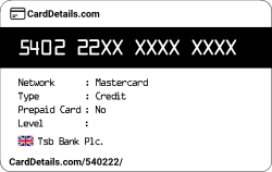 Card Details: 540222