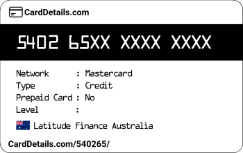 Card Details: 540265