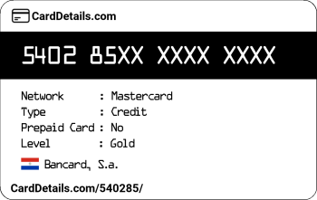 Card Details: 540285