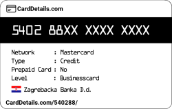 Card Details: 540288
