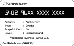 Card Details: 540296