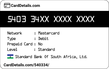 Card Details: 540334