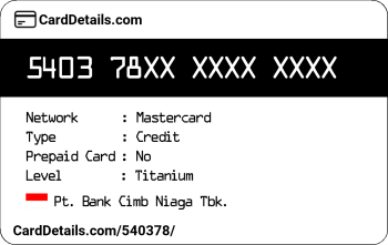 Card Details: 540378