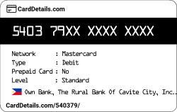 Card Details: 540379