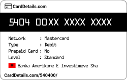 Card Details: 540400
