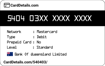 Card Details: 540403