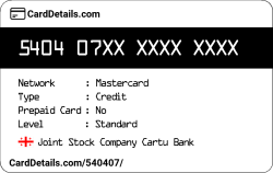 Card Details: 540407
