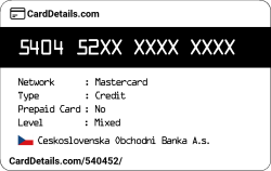 Card Details: 540452