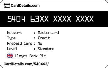 Card Details: 540463