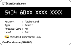 Card Details: 540480