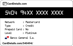 Card Details: 540494