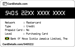Card Details: 540522