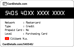 Card Details: 540540