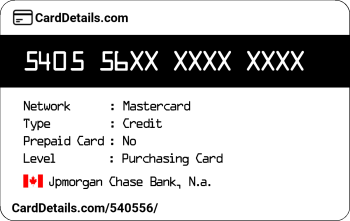 Card Details: 540556