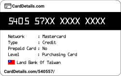 Card Details: 540557