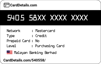 Card Details: 540558