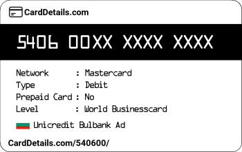 Card Details: 540600