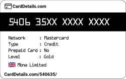 Card Details: 540635