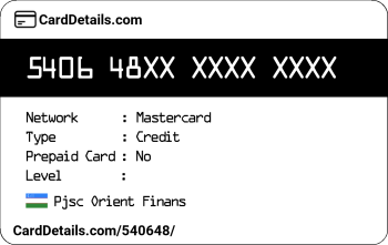 Card Details: 540648