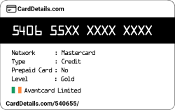Card Details: 540655