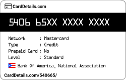 Card Details: 540665