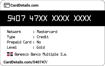 Card Details: 540747
